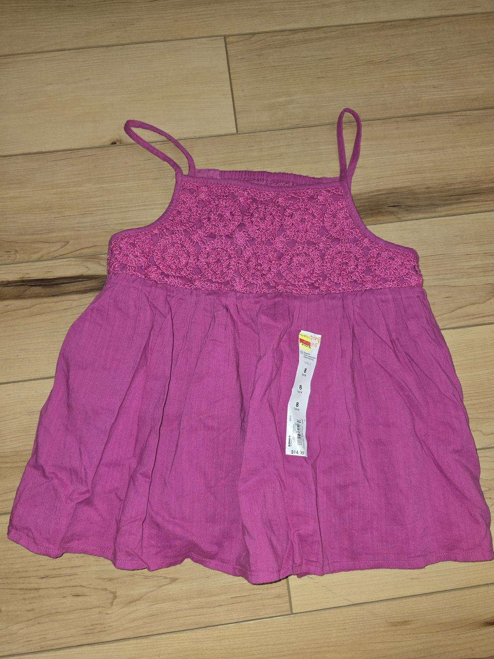 jumping beans Hot Pink Crochet Yoke Tank Top